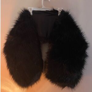 Elegant Black Faux Fur Shawl